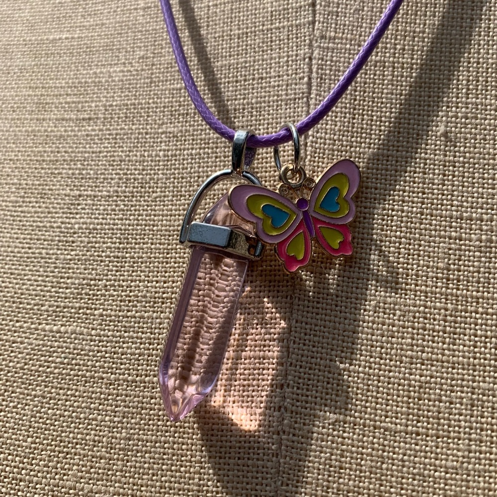 Handmade Dagger Resin Crystal Amulet Necklace & Butterfly Charm - Picture 5 of 9